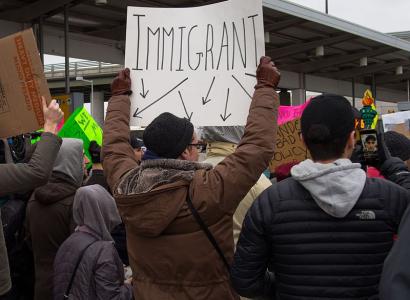 People protesting immigration ban at JFK airport
