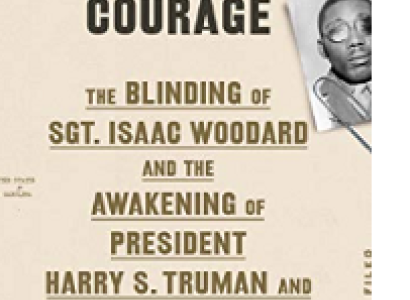 Book cover with words Unexampled courage and a black man's face