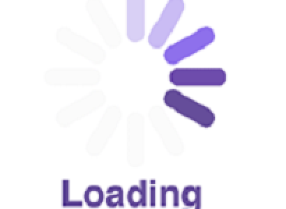The word loading in purple at the bottom and lines going around in a circle on the right side