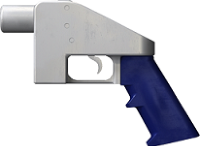 Strange looking bright blue and white handgun