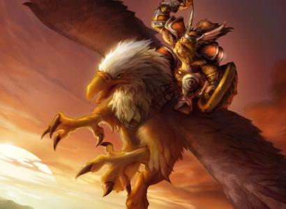 Big eagle flying with someone on its back