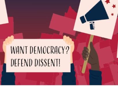 Want Democracy? Defend Dissent sign