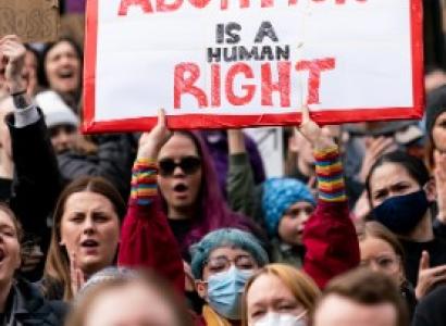 Protest with sign Abortion is a Human Right
