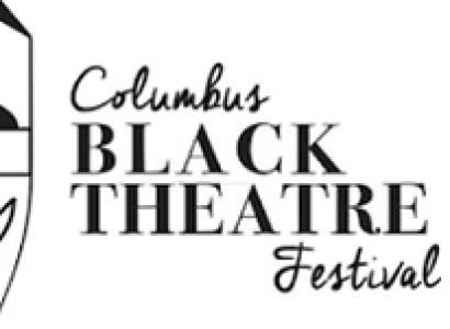 Half of a drama mask smiling and words Columbus Black Theater Festival