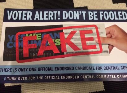 Flyer with the words FAKE large across it