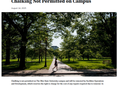Article about OSU decision to ban chalking on campus
