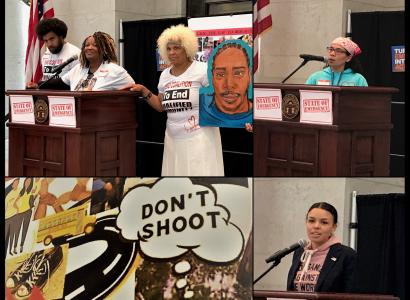 Collage of photos of speakers at the event