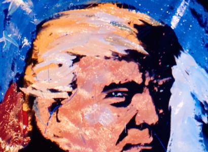 Painting of Trump's face frowning