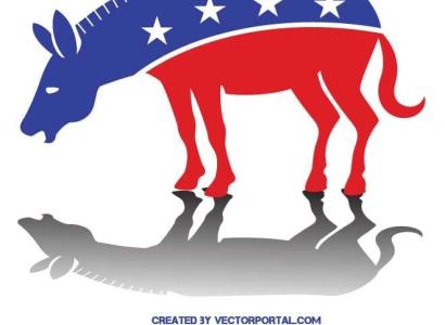 Red white and blue donkey