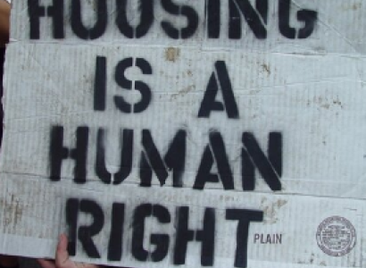 Sign saying Housing is a human right