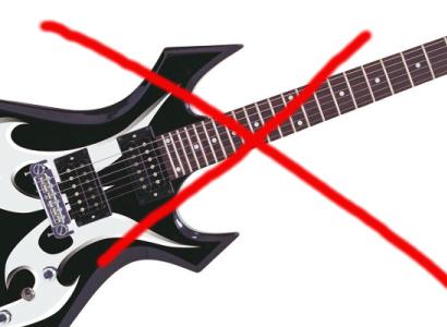 Red X over an electric guitar