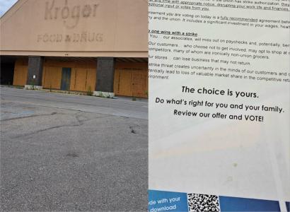 Kroger store an example of Kroger flyer against a strike