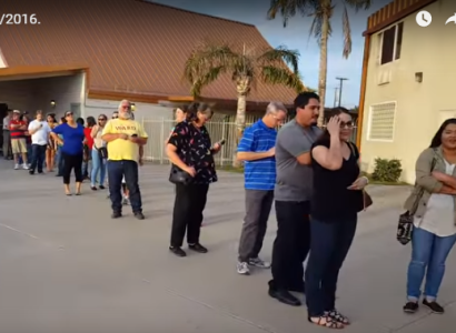Line of people waiting to vote
