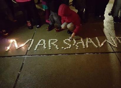 Candles spelling out Marshawn