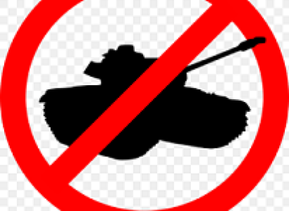 Black tank behind a red circle with a slash through it - the NO symbol