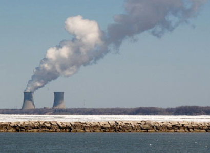 Nuclear plant with smoke spewing out