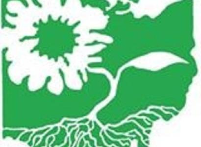 Graphic of state of Ohio with a flower growing in the middle