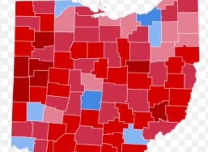 Map of voting by county in Ohio