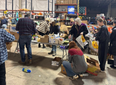 People in a food warehouse packing