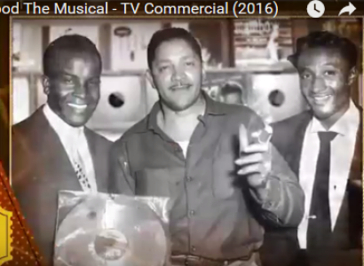 Black and white photo of three guys in recording studio