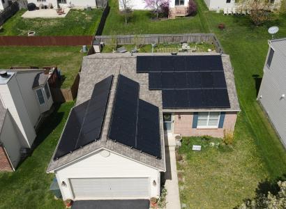 Roof with solar panels