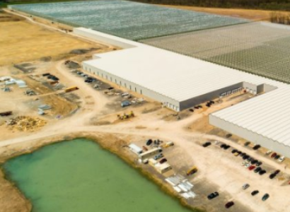 Bird's eye view of long flat buildings