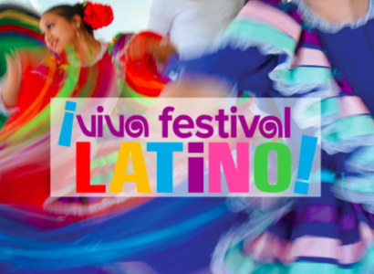 Colorful background with words Viva Festival Latino!