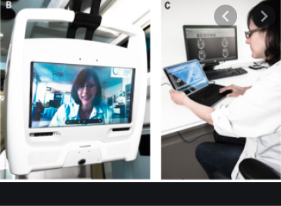 Doctor on computer screen