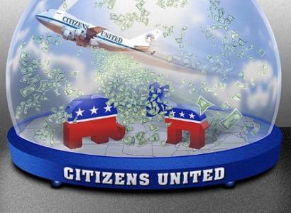 Citizens United snow globe