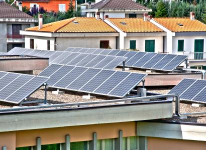 Solar panels on rooftops