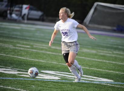 Woman playing soccer