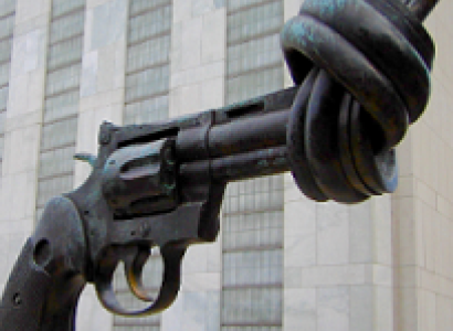  Statue of large gun with a knot at the end so a bullet couldn't come out