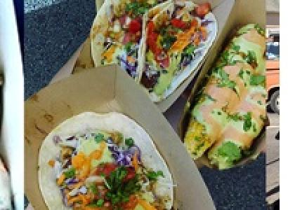 Taco-looking food with lots of vegetables