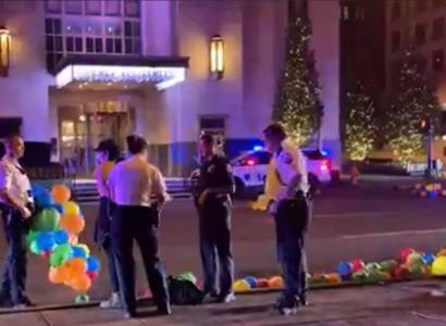 Police on street with balloons