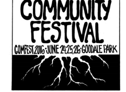 Comfest 2016 logo - a skyline with tree roots