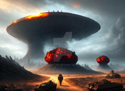 Nuclear War:  CC image.  credit Luigi Petro at Deviant Art.  