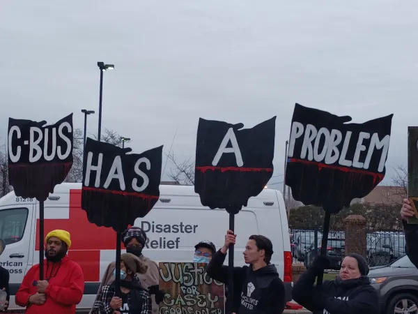 Protesters with signs