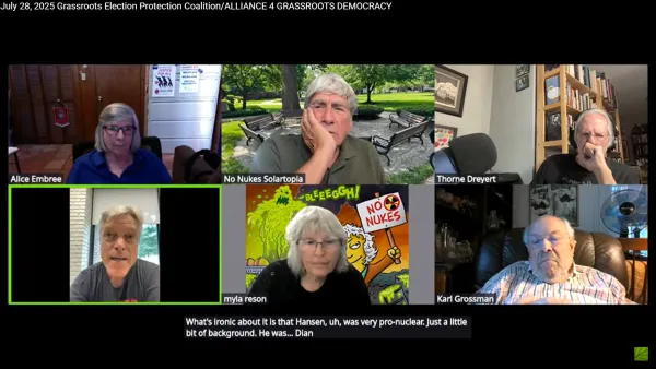 Shows some of the featured guests with host in zoom