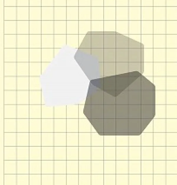 A light squared grid in the foreground and two oddly shaped geometric blocks behind it