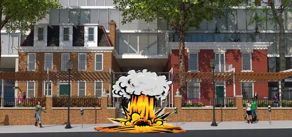 Apartment building blowing up