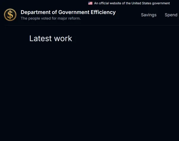 Blank page on DOGE website