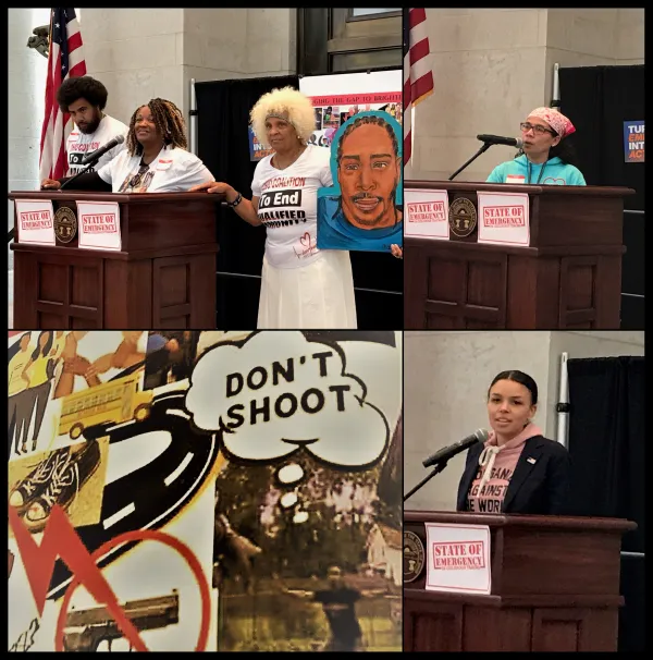 Collage of photos of speakers at the event