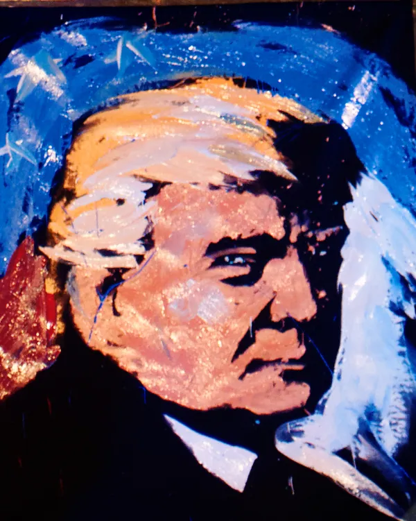 Painting of Trump's face frowning