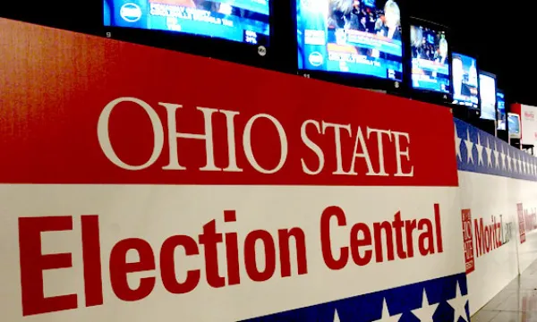 Sign that says Ohio State Election Central