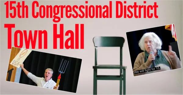 Empty chair and Mary Jo Kilroy