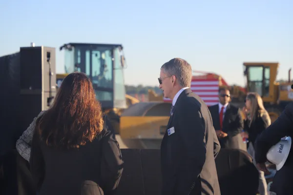 People gathering outside