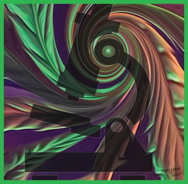 Microscope image on swirly colorful background