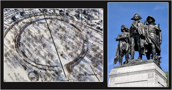 Map of mound and statue