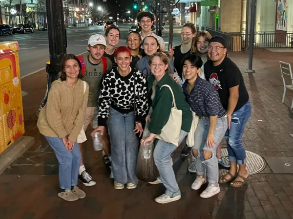Workers posing on signing day