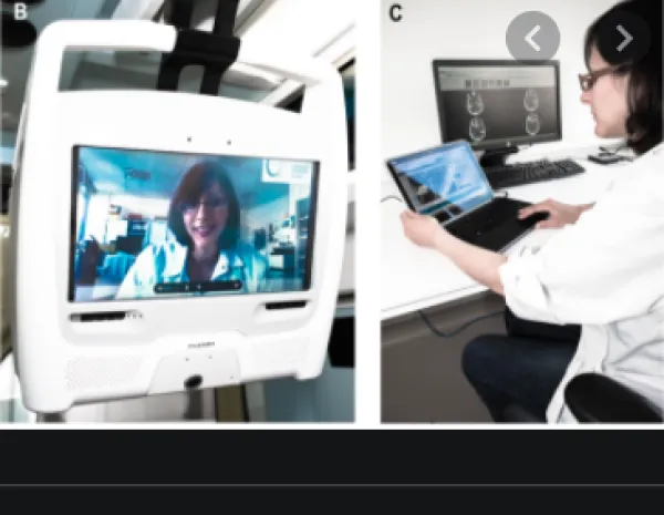 Doctor on computer screen